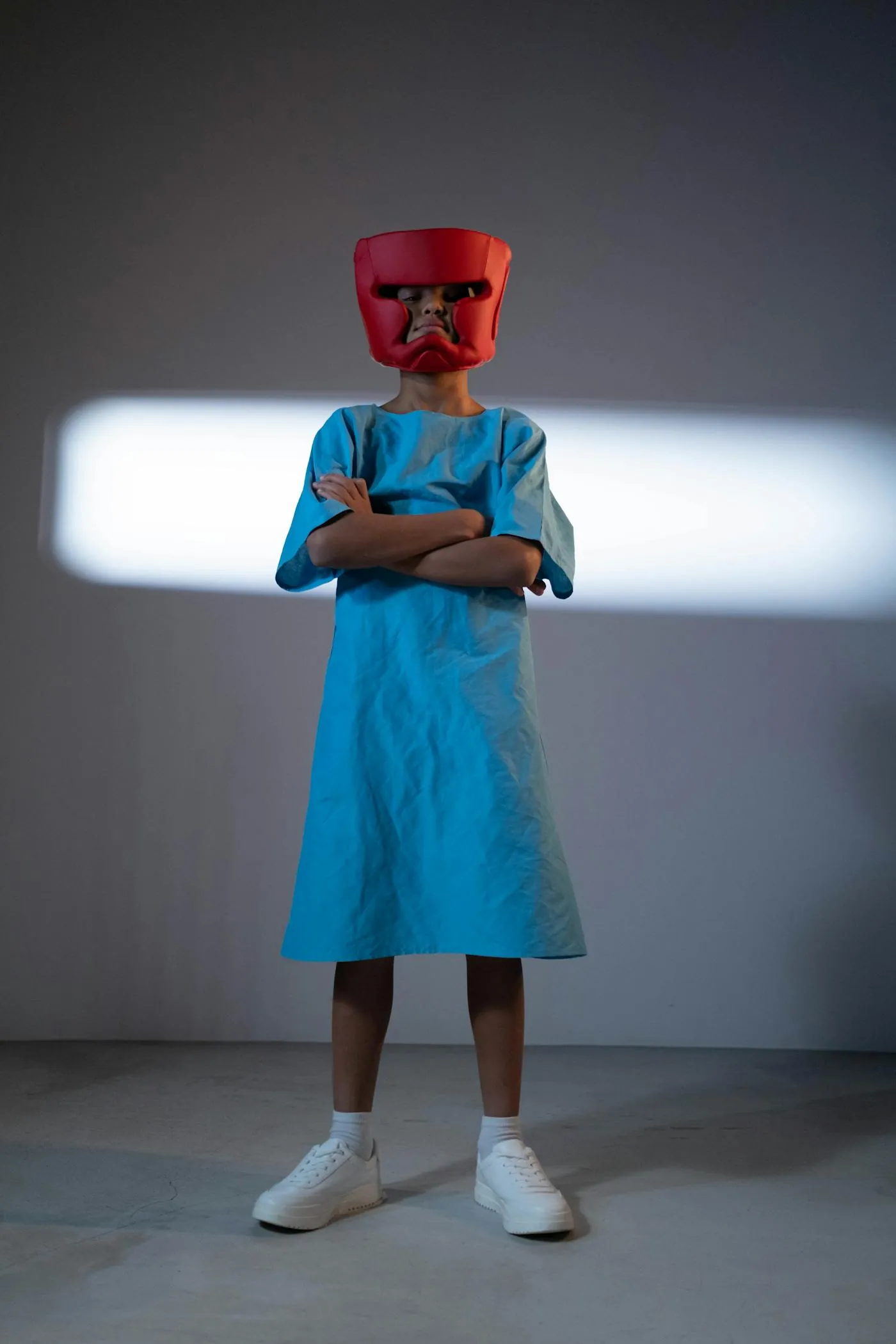 Teen boxer in training